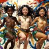 Five young girls of diverse ethnicities dancing joyfully · 1 PNG Image · 10000×5626 px · 300 DPI · Instant Download