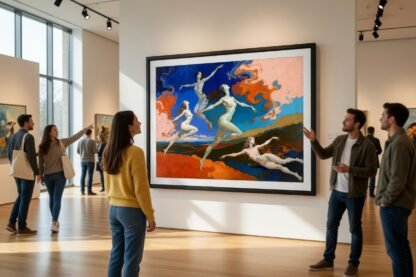 Abstract Painted Composition of Four Nude Women in Dynamic, Ethereal Motion Over a Colorful Landscape · 1 PNG Image · 10000×6711 px · 300 DPI · Instant Download