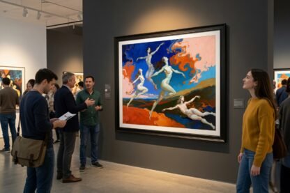 Abstract Painted Composition of Four Nude Women in Dynamic, Ethereal Motion Over a Colorful Landscape · 1 PNG Image · 10000×6711 px · 300 DPI · Instant Download