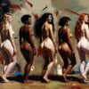 Five nude female figures seen from behind if moving together in a quiet, rhythmic movement · 1 PNG Image · 10000×6712 px · 300 DPI · Instant Download (Copy)