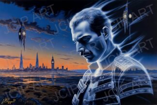 FREDDIE MERCURY appears in profile, his head slightly tilted, as if lost in thought · 1 PNG Image · 10000×6712 px · 300 DPI · Instant Download