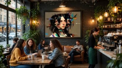 Billie Eilish. Young woman with dark hair, rendered in a cubist style · 1 PNG Image · 10000×6712 px · 300 DPI · Instant Download